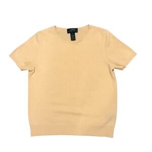 Lauren Ralph Lauren Cashmere Short Sleeve Top Small Butter Yellow Quiet Luxury